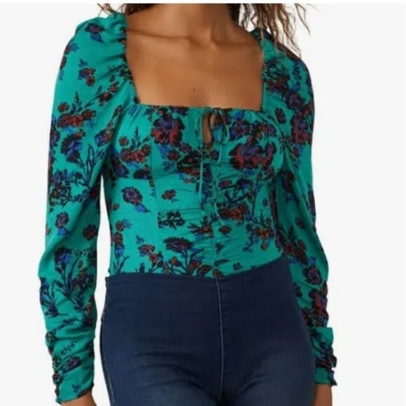 Free People Tops - Free People Hilary Printed Top in green combo size S New With Tag